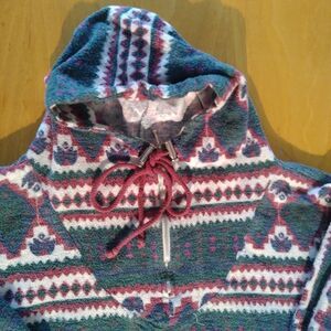 Vintage 90s Jolly Southwest Aztec Geometric Pullover Hoodie Sweatshirt